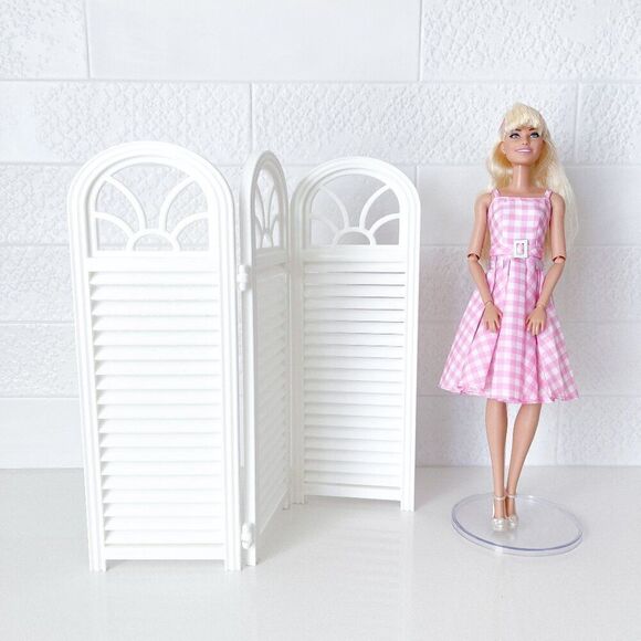 3-Panel White Privacy Screen Dollhouse 1:6 Scale Furniture 12” Barbie Integrity - Picture 1 of 4